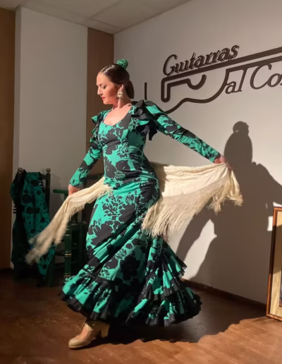 Detalle de las manos y brazos de Vanessa Cortes expresando arte flamenco